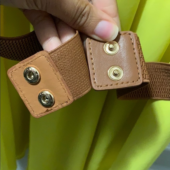 Yellow BCX Dress with brown belt - Picture 6 of 7